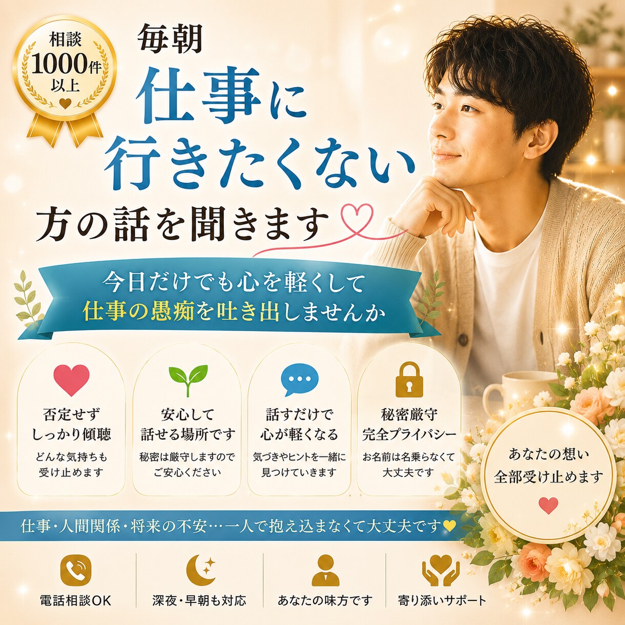 サザエさん症候群・・月曜が憂鬱な方の話を聞きます 1分からでも！仕事の愚痴を吐き出して、心を軽くしませんか イメージ1