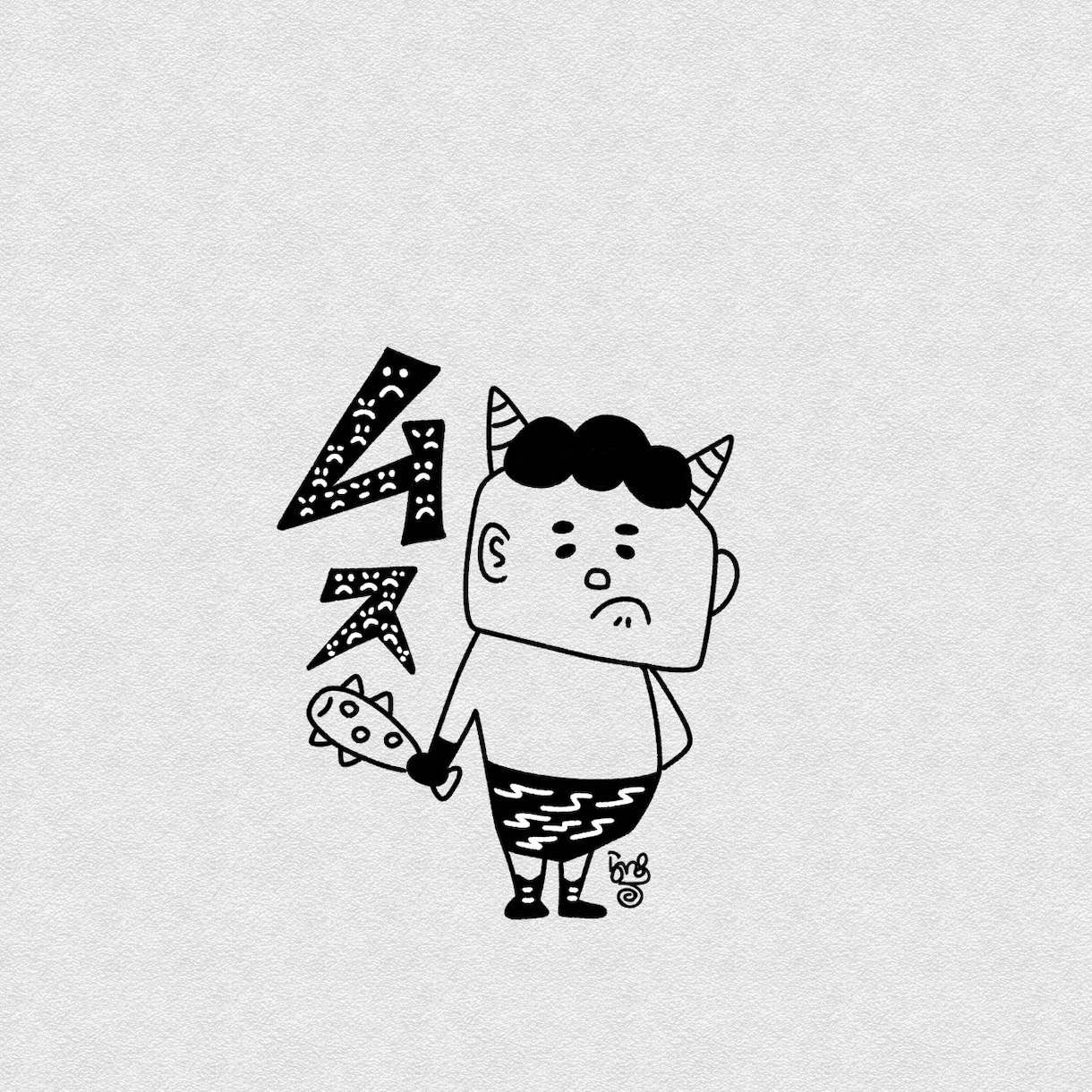 商用利用OK！モノクロキャラクター描きます シュールでシンプルなクセになるイラスト！ イメージ1