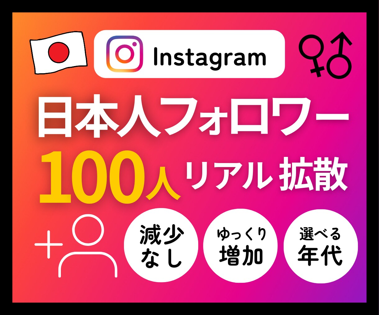 本物のインスタ日本人フォロワー増やします ⭐️年代性別が選べる・減少なし・超高品質フォロワー100人～ イメージ1