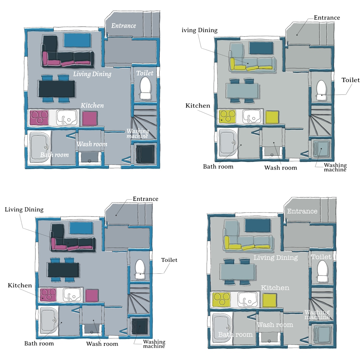 カラフルポップな【間取り図イラスト】作成します ワクっとする間取り図で、あなたの物件をもっと魅力的に！ イメージ2