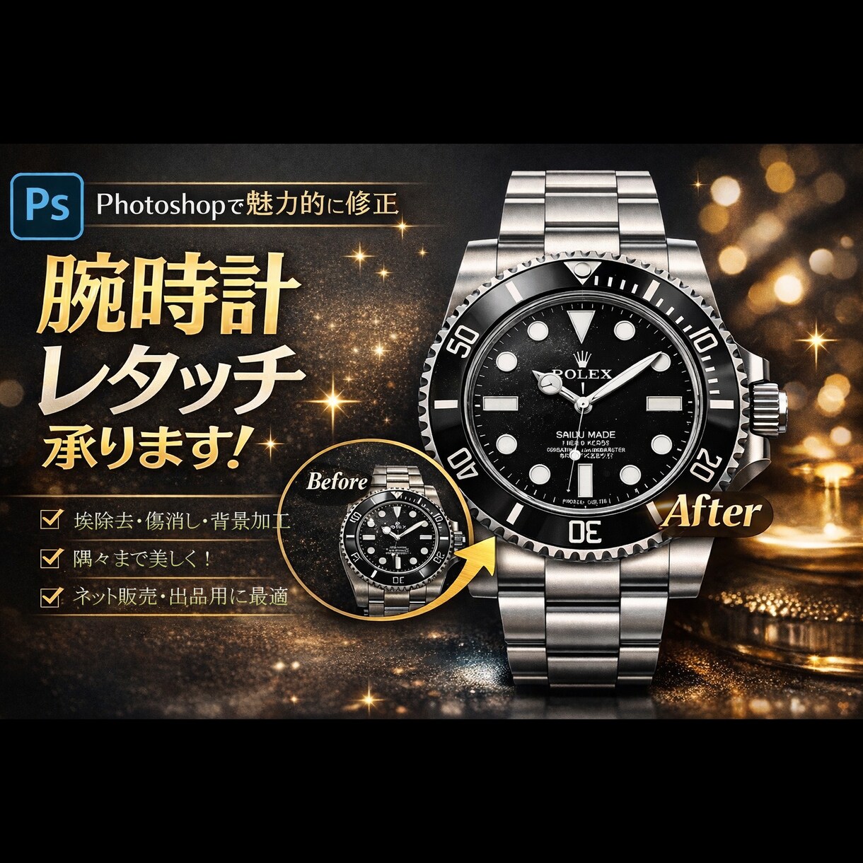 高級腕時計の商品画像をプロ品質にレタッチします 腕時計の商品画像の加工などお任せください！！ イメージ1