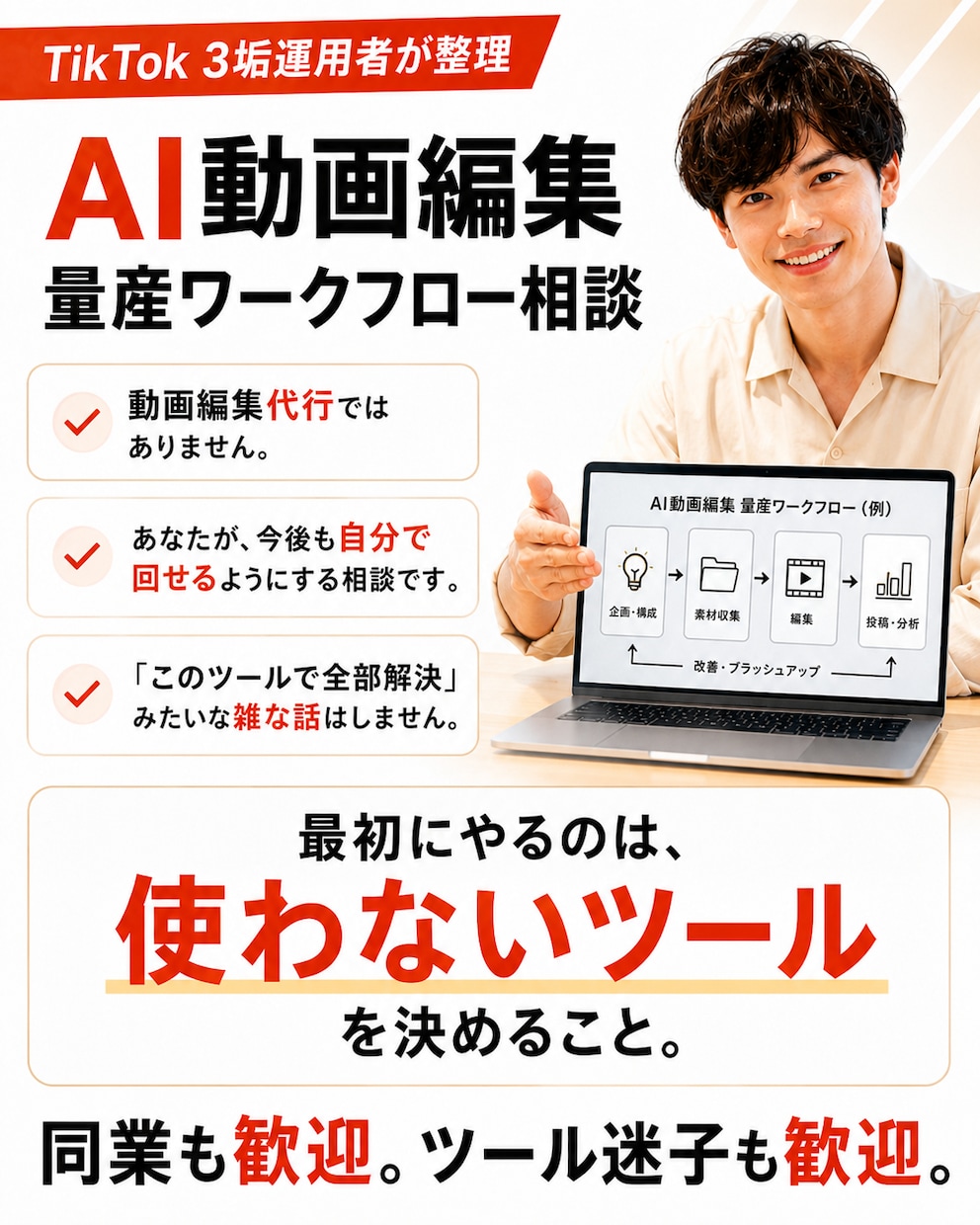 AI動画編集の時短ワークフロー教えます 編集ソフト3種・生成AI6種の使い分けを解説します イメージ6