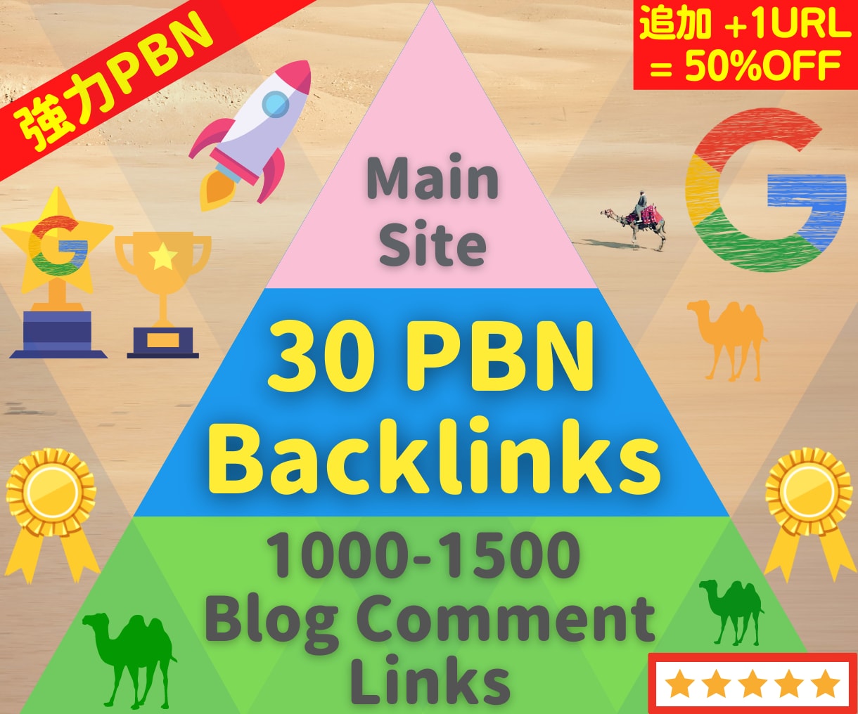 新生リンクピラミッド型強力PBNでSEO対策します 限定オファー☆追加＋１URL２０００円のみ！【５０％OFF】 イメージ1