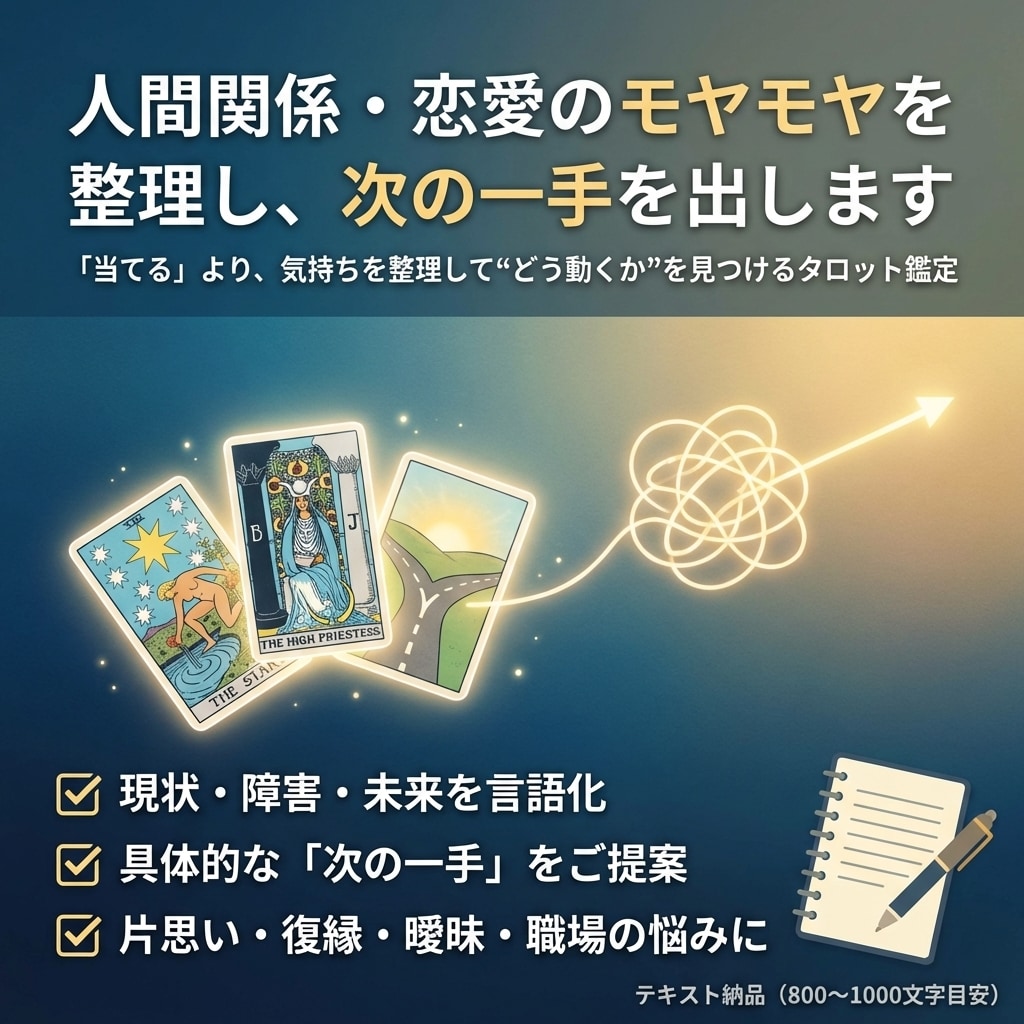 連絡する・待つ・離れるで迷う恋愛を整理します 気持ちと関係性を整理して“どう動くか”を見つけます イメージ1