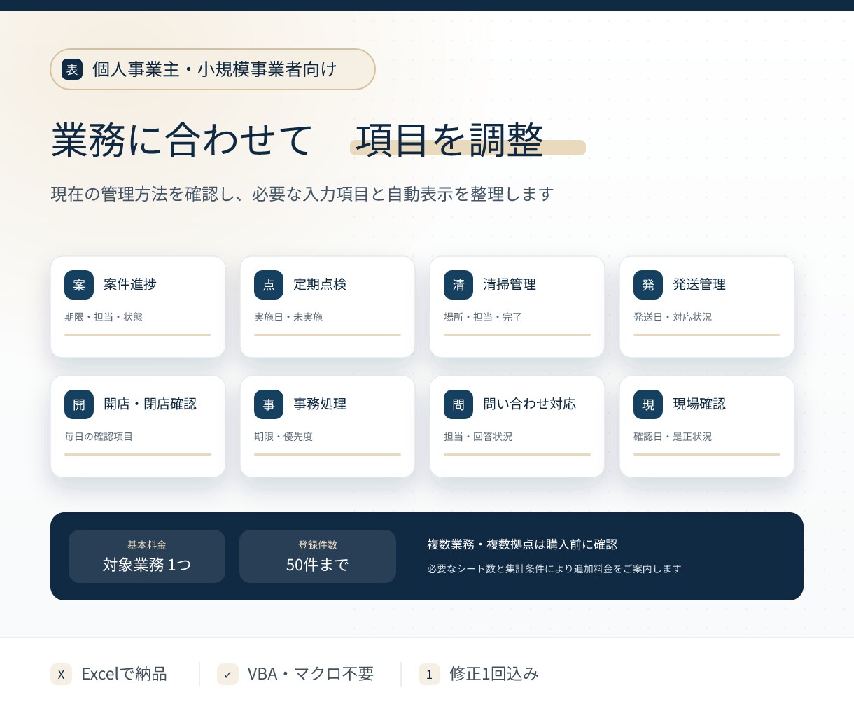 入力だけで自動集計する業務チェック表を作ります 未完了・期限超過・完了率を自動表示して見える化します イメージ5