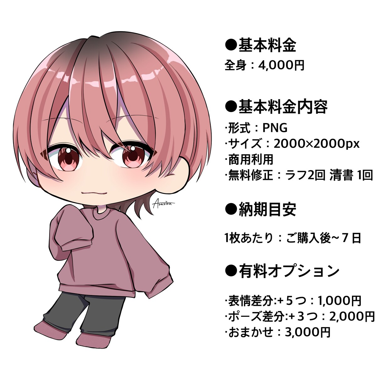 SNSで使えるミニキャライラストを描きます 動画で使う立ち絵やグッズ等に！ イメージ1