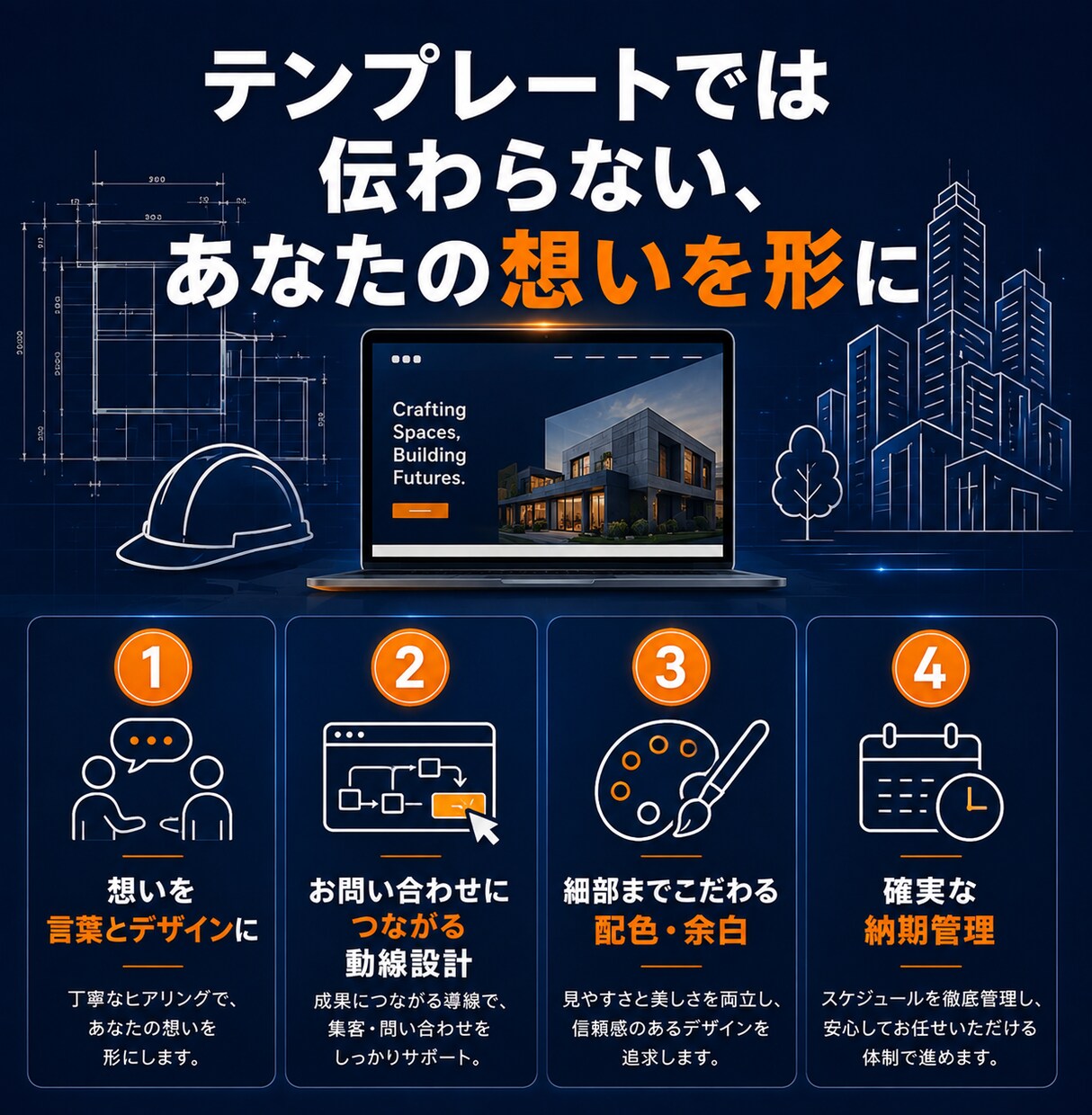 5名様限定！HPをモニター6万円で制作します 【建築業様向け】差別化できるオリジナルのHP制作します イメージ2
