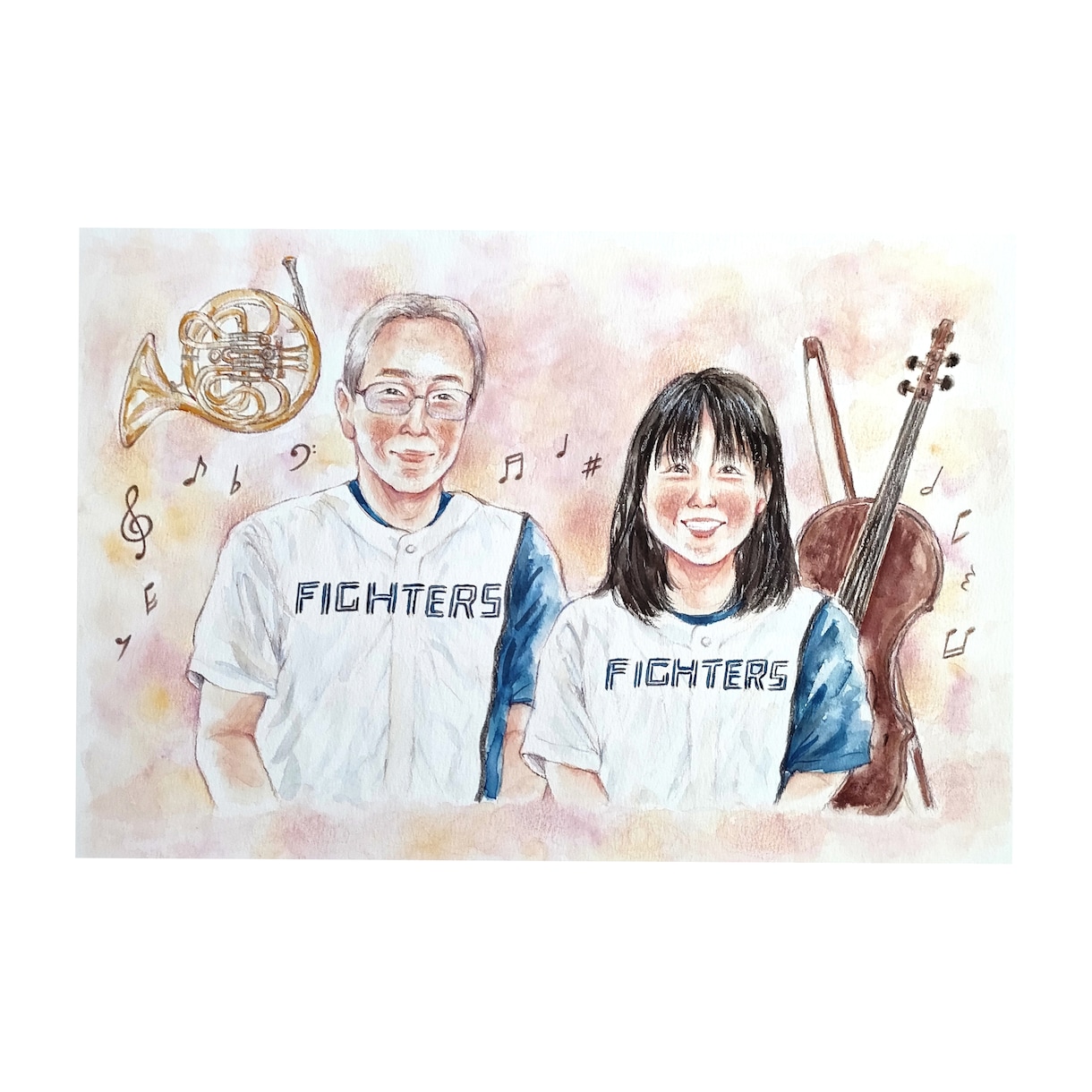 優しいタッチの絵本のような似顔絵をお描きします 還暦祝いや金婚式などのお祝いにおすすめです✩A4サイズ イメージ5