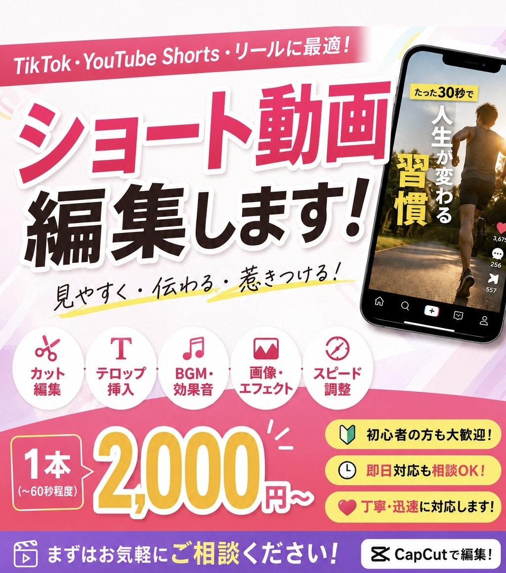 CapCutでショート動画編集します TikTokやリールなどのショート動画編集を承ります✴︎ イメージ1