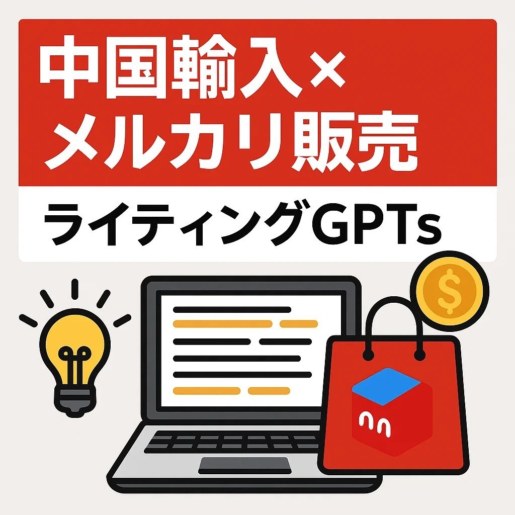中国輸入メルカリ販売のライティングGPTs作ります メルカリ出品の文章作成を効率化するAI文章ツール イメージ1
