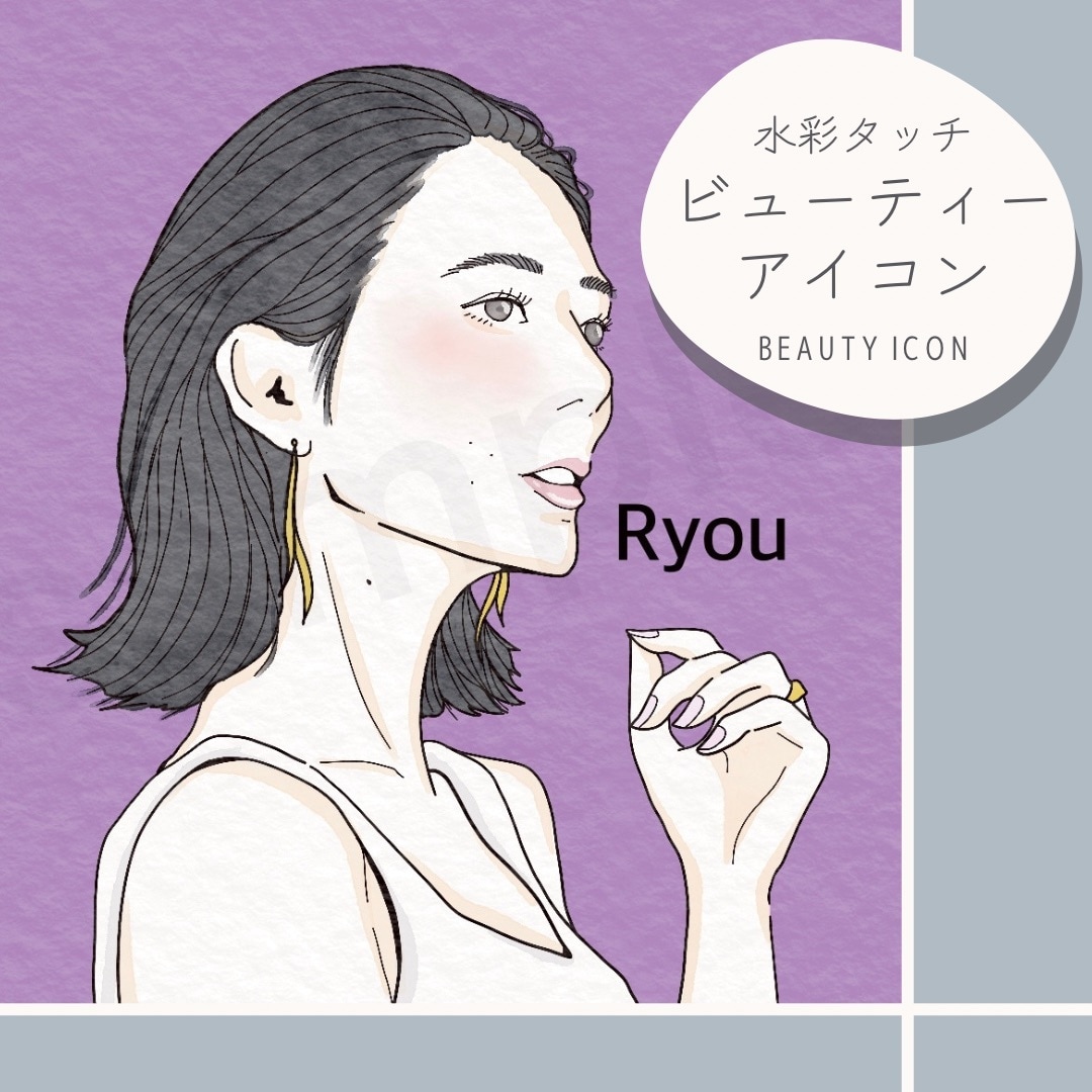 おしゃれ爽やか＊好印象な似顔絵線画アイコン描きます 商用利用OK◎美化&文字入れ無料◎綺麗さ漂う水彩イラスト イメージ1