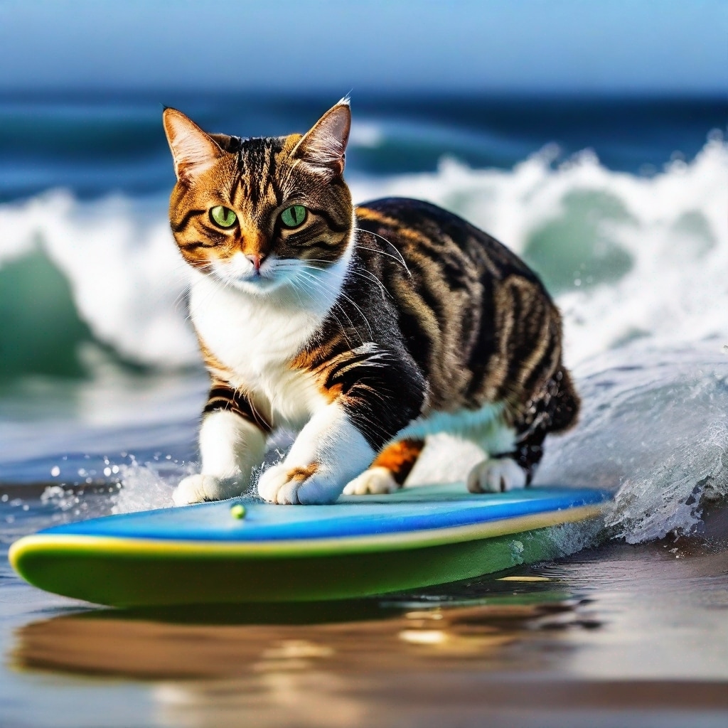 可愛いねこの画像を売ります サーフィンしている可愛い猫、5枚。 イメージ4