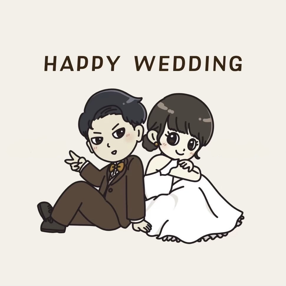 ポップなウェディングイラスト作成します 服装や髪型も細かく再現！世界に一枚のオリジナルイラストです◎ イメージ1
