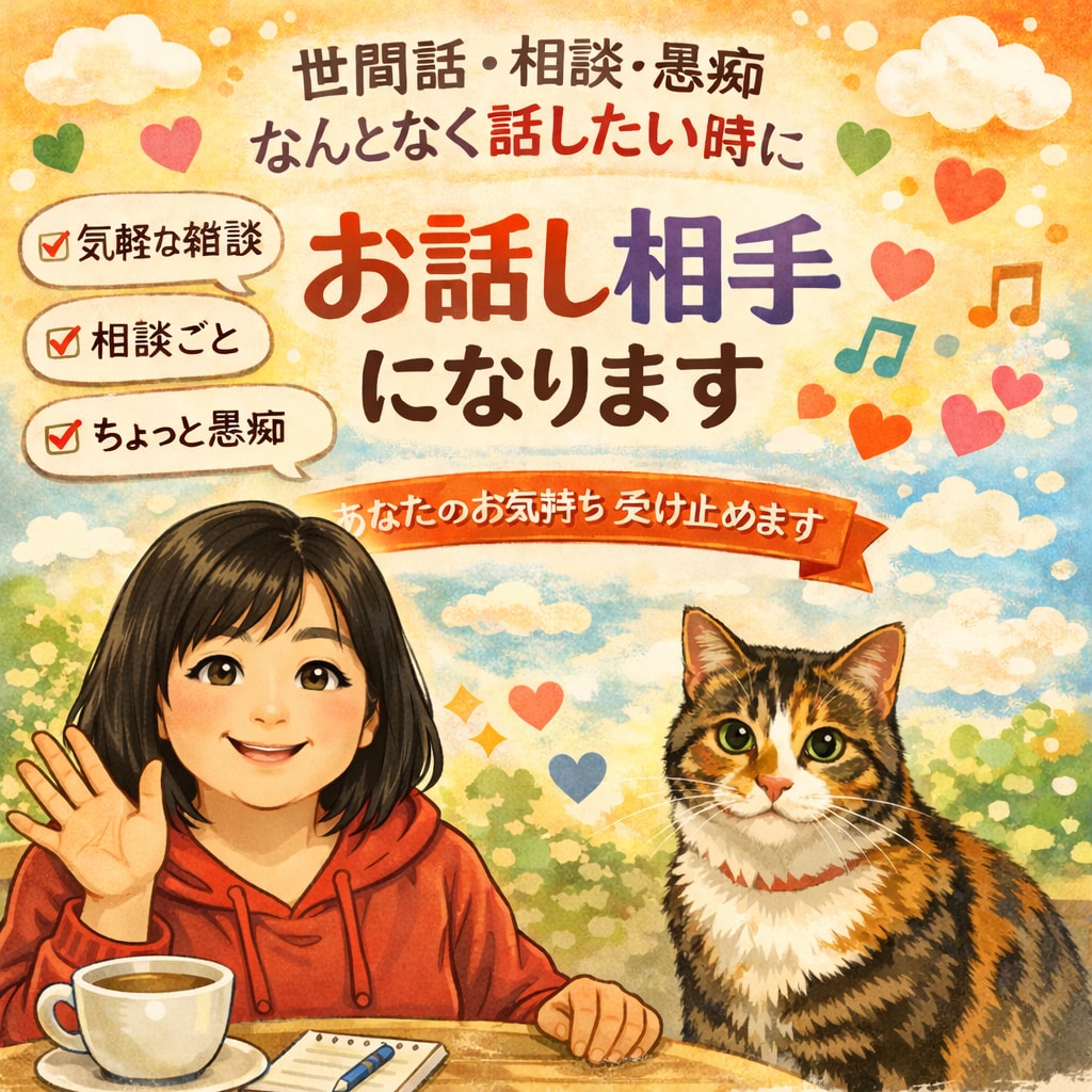 あなたが話したい時にあなたに寄り添います 誰にも言えない話も誰とでも出来る話も気の向くままに。 イメージ1