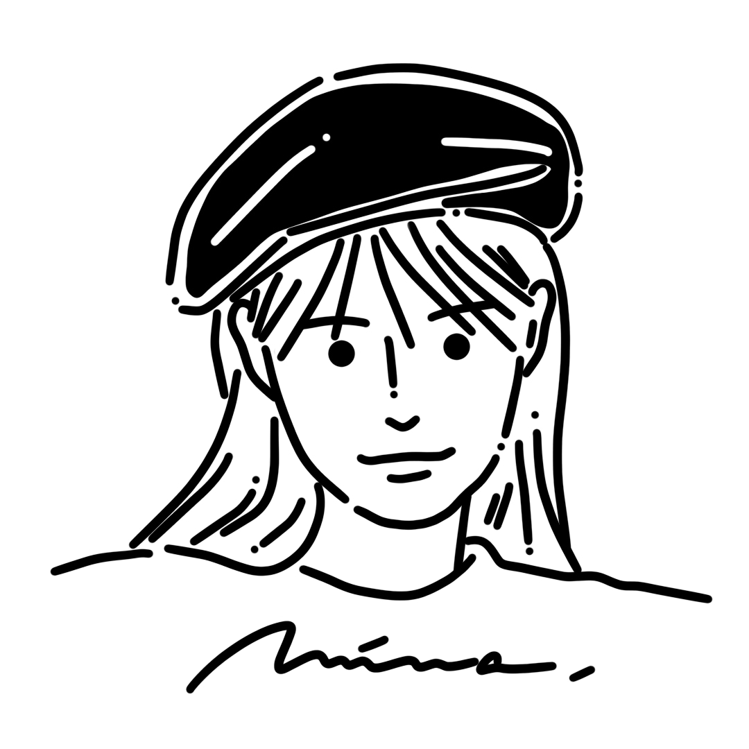 目が点のお洒落な似顔絵線画アイコンイラスト描きます 線の色、背景色は、ご自由に指定できます^^ イメージ4