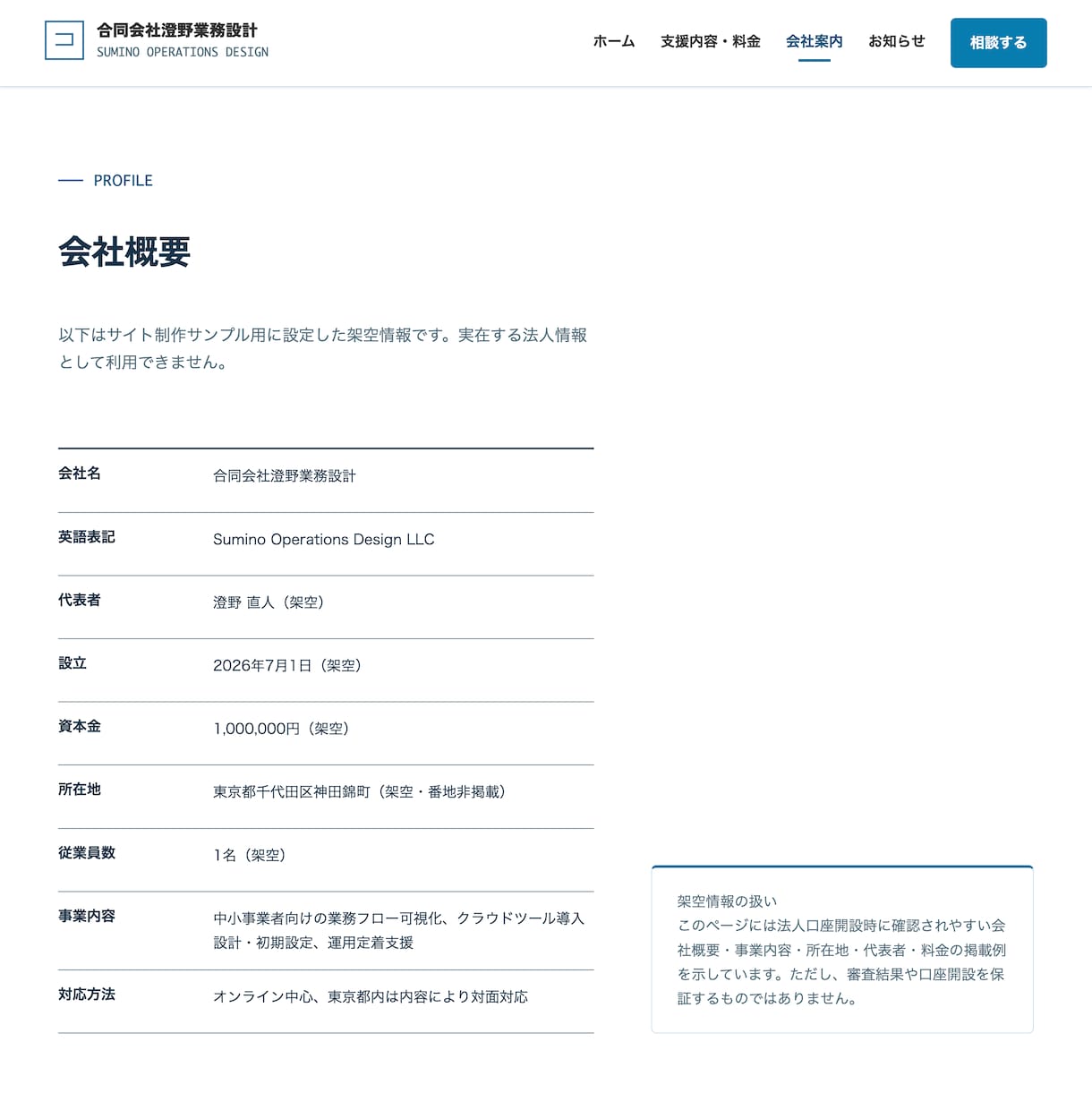 法人口座開設の審査用ホームページを制作します 先着10件1.5万円｜原稿不要・5ページ・スマホ対応 イメージ7
