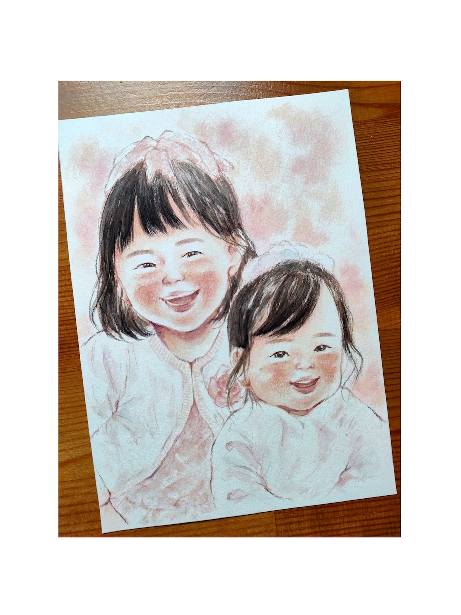 手描き水彩で温かい似顔絵をお描きしいたします プレゼントにも大人気☆2Lサイズ イメージ8