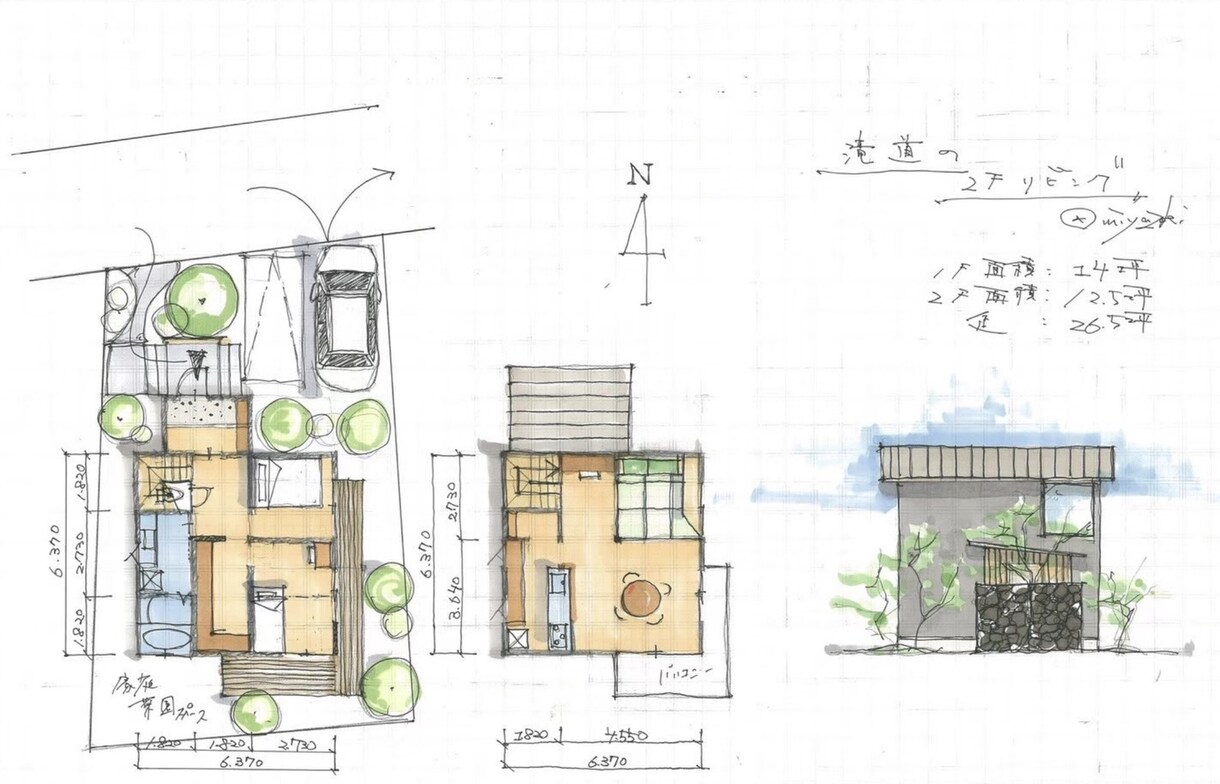 建築士が建物の手書きスケッチします 柔らかい手触り感のあるスケッチ イメージ3