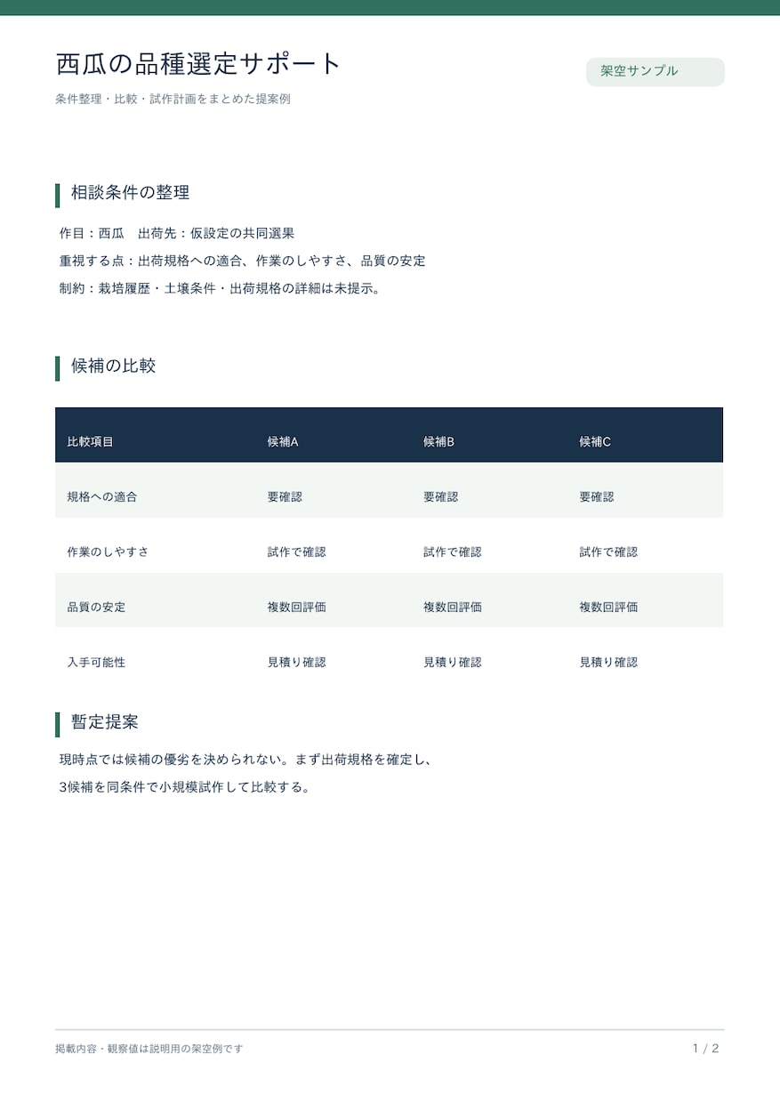 農業・家庭菜園の品種選びをサポートします 栽培地域・時期・作型に合わせて、候補品種を整理します イメージ2
