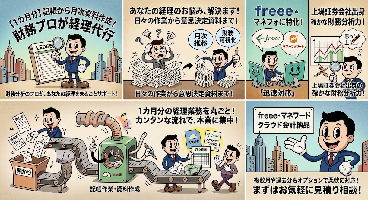 記帳～月次資料作成まで、財務のプロが経理代行します 記帳から経営に活きる月次レポートまで作成します イメージ4