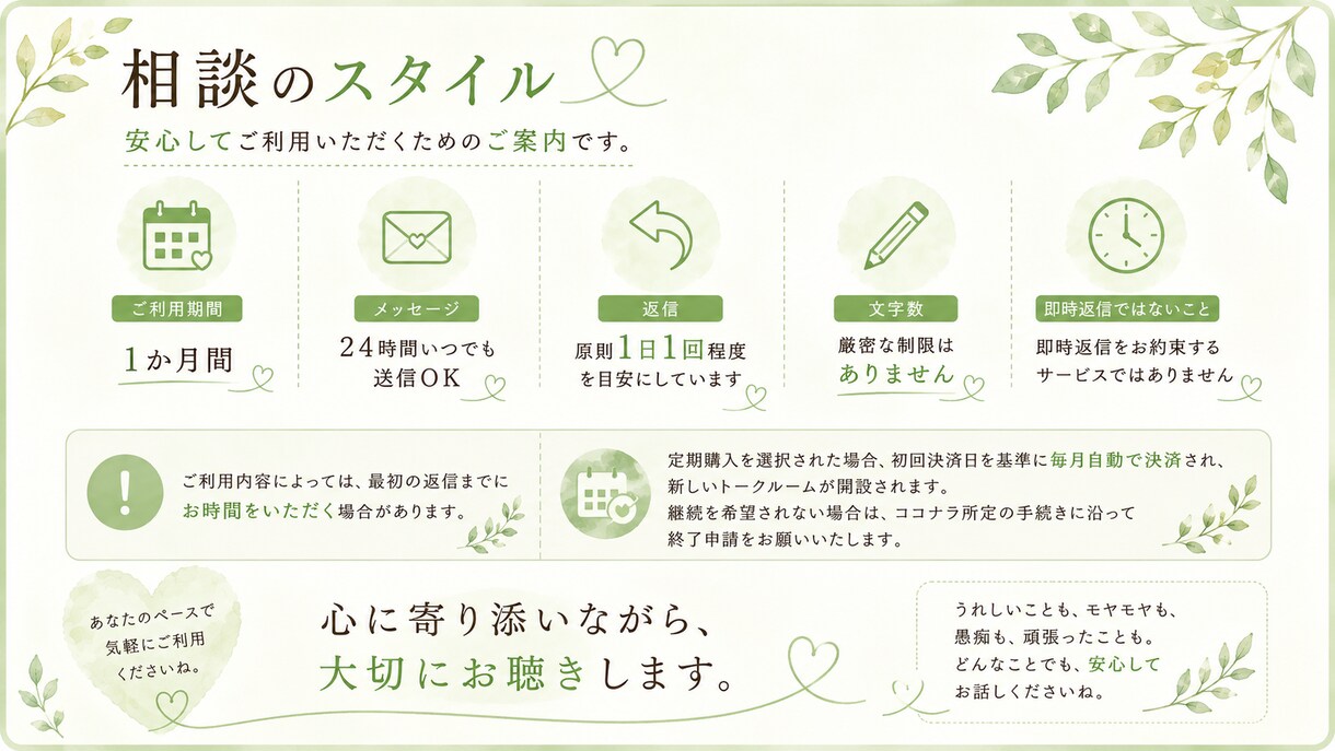 女性限定｜1か月あなたの心に寄り添います 日々のモヤモヤも、大きな悩みも。安心して話せる場所に イメージ4