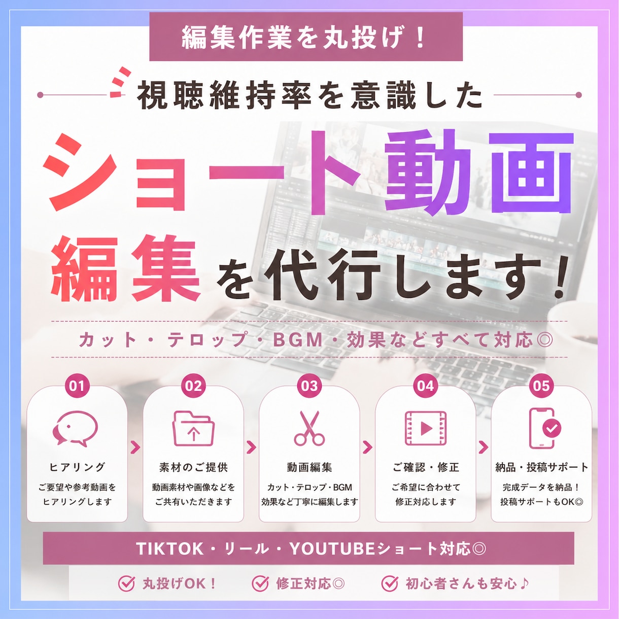 丸投げOK｜SNS・広告用ショート動画を編集します TikTok・Instagram・YouTube動画対応 イメージ2