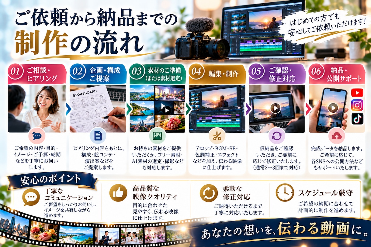 企業PR・商品紹介・SNS動画を丁寧に制作します 企画から編集まで、想いが伝わる動画に仕上げます イメージ7