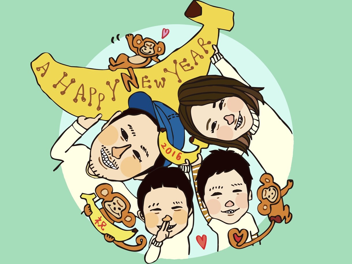 SNSアイコンや年賀状にも★楽しい似顔絵作成します ご家族やお友達と笑顔になれるような似顔絵をお届けします。 イメージ3