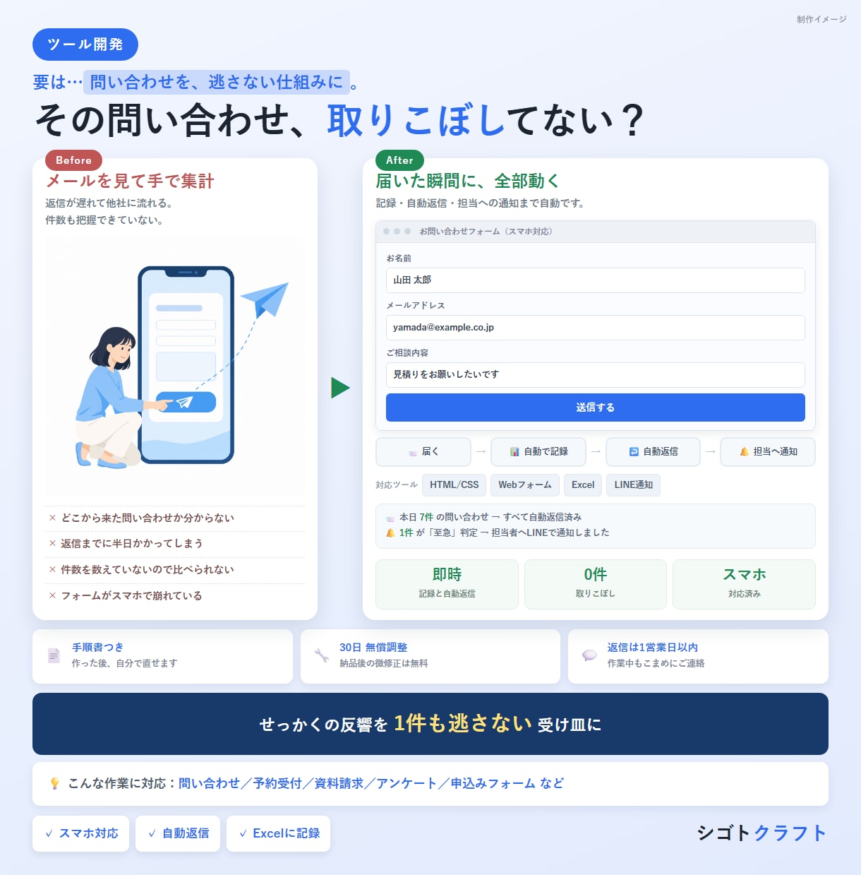 フォーム回答を見やすい表に自動集計します アンケート・申込みの集計と通知をまるごと自動化 イメージ1