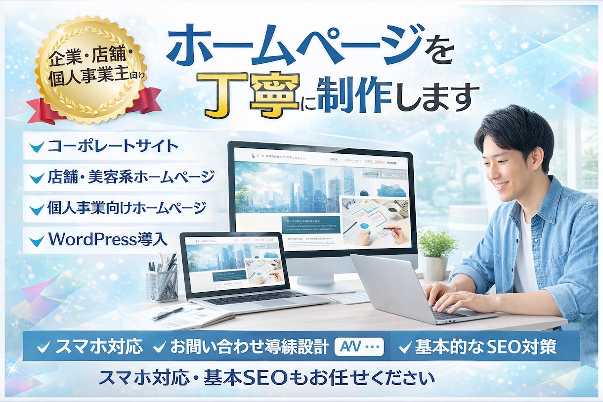 WEB制作のプロがHPを丁寧に制作します 企業・店舗・個人事業のWEB制作に対応します イメージ1