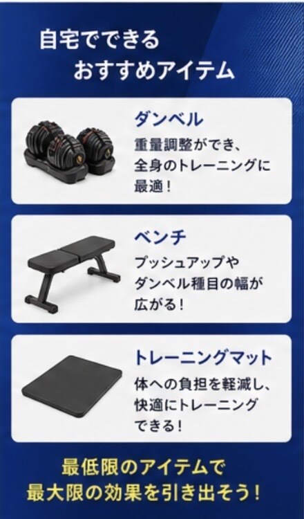 初心者向け！自宅筋トレ完全ガイドを提供いたします 正しいフォームや負荷で科学的根拠に基づいた指導を行います。 イメージ3