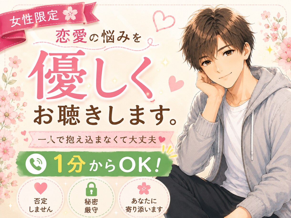 女性限定✨恋愛のお悩みに心を込めて寄り添います 恋愛のモヤモヤ、一人で抱え込まないで☺️味方になります！ イメージ1