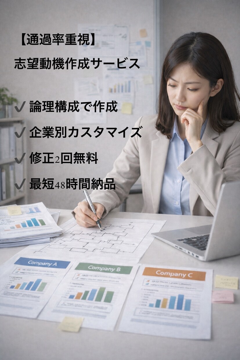 転職の志望動機・自己PRを論理構成で作成します 論理構成で通過率向上を目指します イメージ1