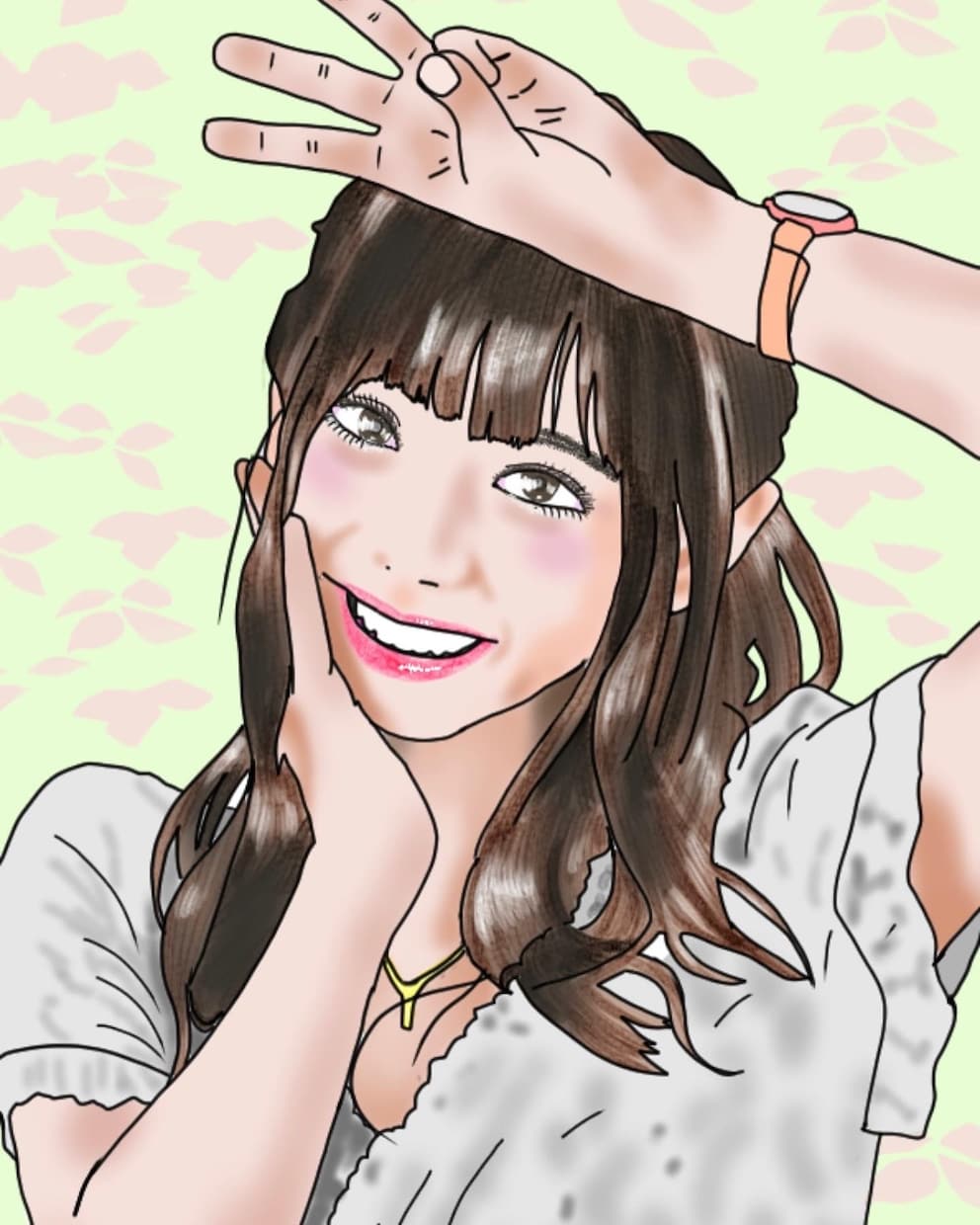 女性の顔を描くことを得意としています インスタなどに上げられている写真からでも似顔絵にできます。 イメージ2