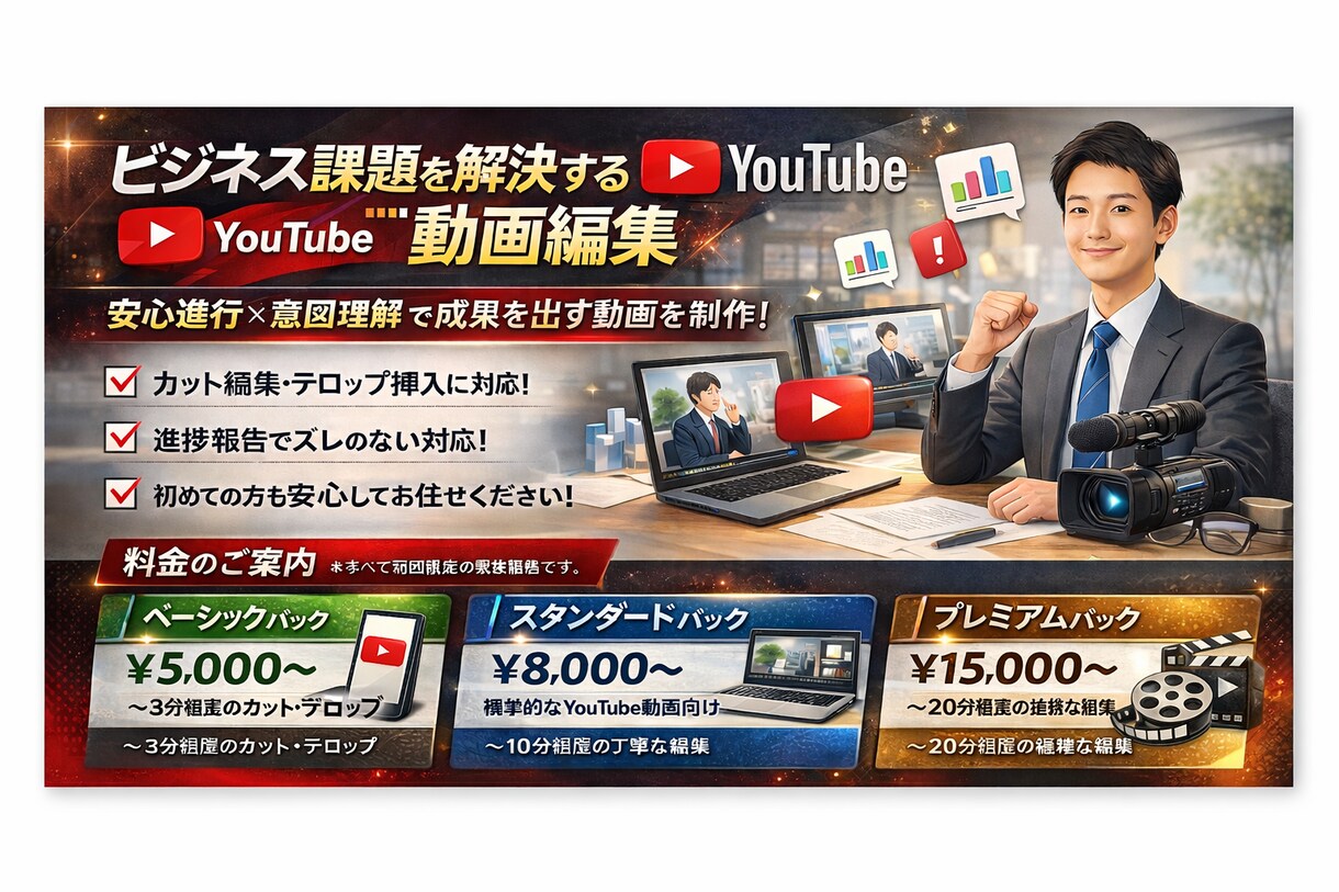 ビジネス課題を解決する動画制作をサポートします 「安心進行×意図理解」でつくる動画編集 イメージ1