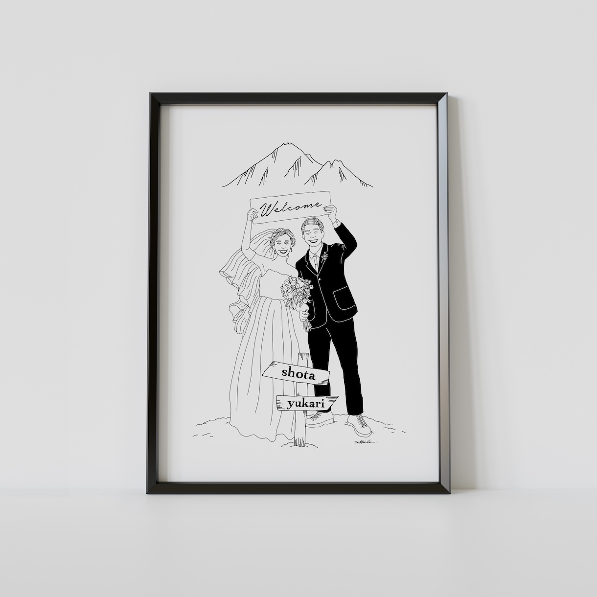 モノクロでシンプルなウェルカムボードを描きます お二人の仕上がりイメージを大切に心を込めて仕上げます。 イメージ4