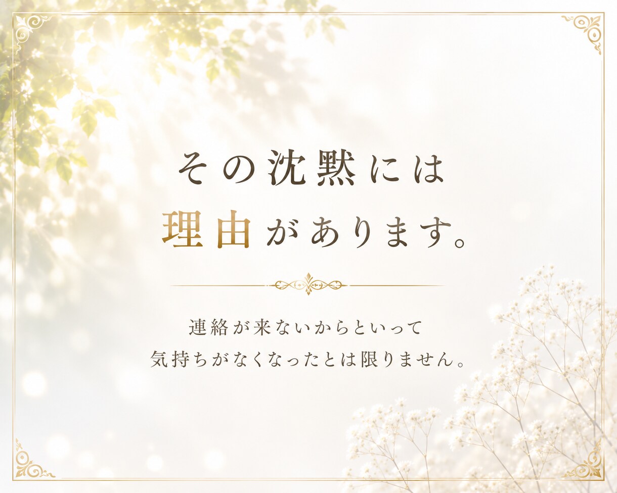 未読&既読スルー　連絡が来ない本当の理由を視ます ブロックも無視も終わらせましょう　追われ愛される側に イメージ3