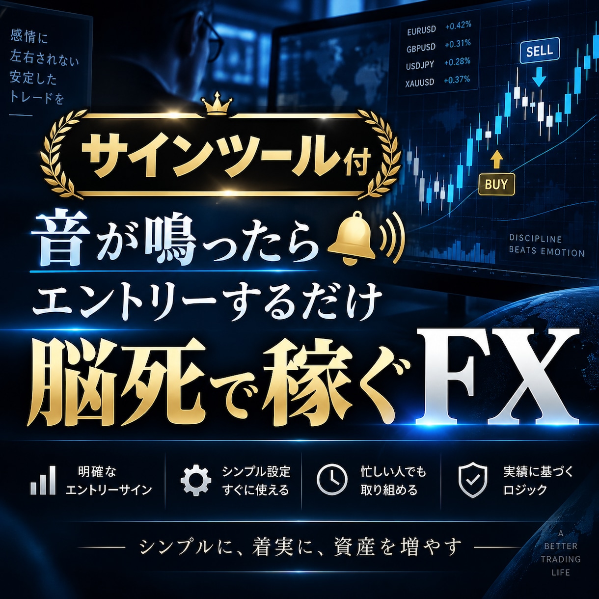 無裁量、音が鳴ったらエントリーするだけ手法教えます エントリー後も放置可！シグナル・アラート・通知機能付！ イメージ1