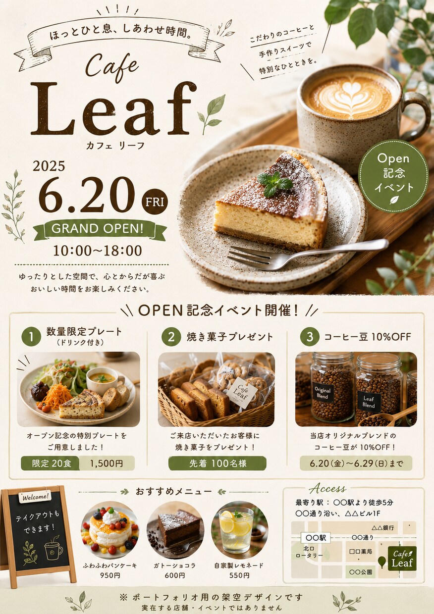 おしゃれで目を引くチラシを作成します 美容・スクール・飲食店向けもお任せください」 イメージ3