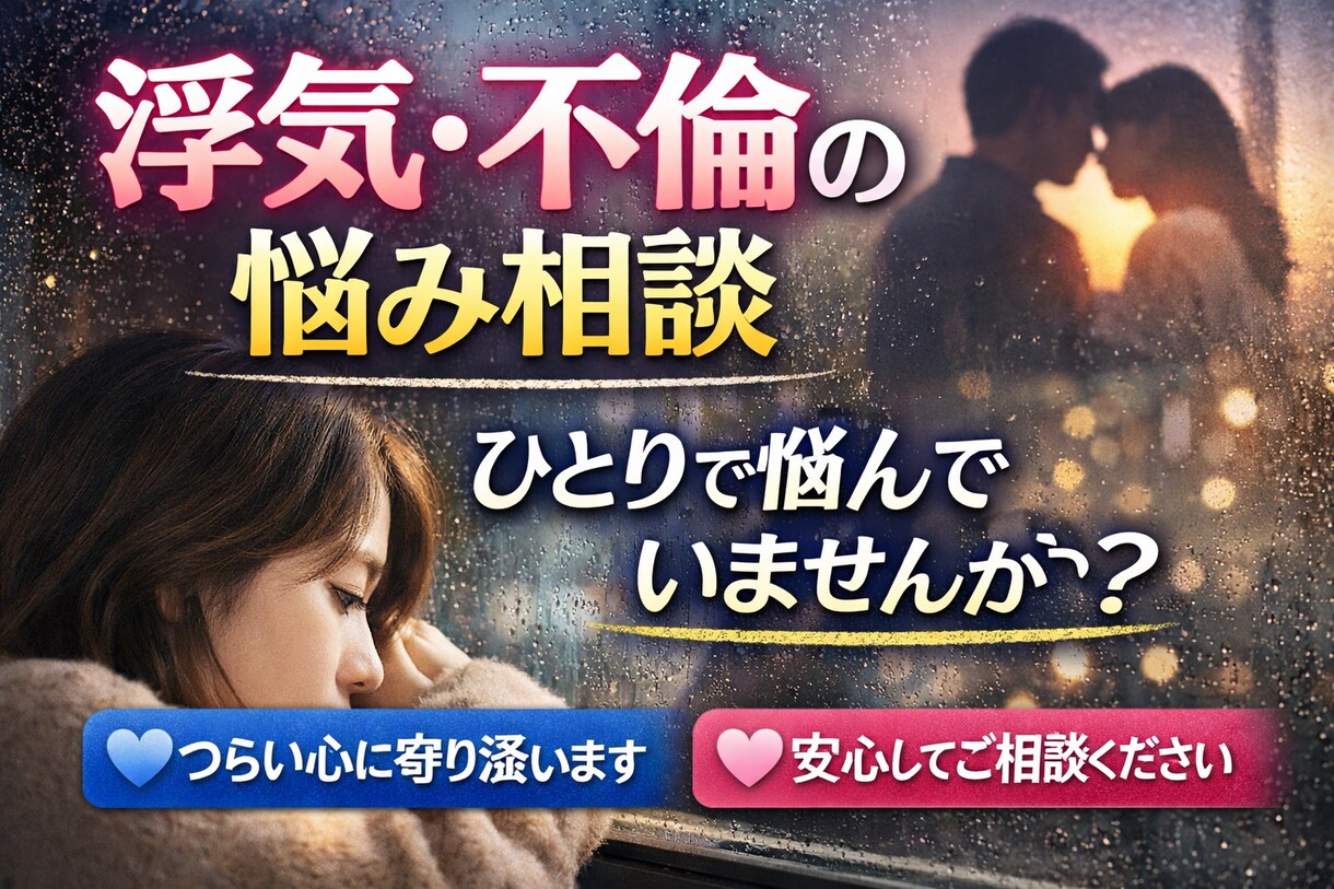 浮気・不倫の悩みをじっくりお聞きします 48時間以内にあなた専用のWord資料を無料でお届けします イメージ1