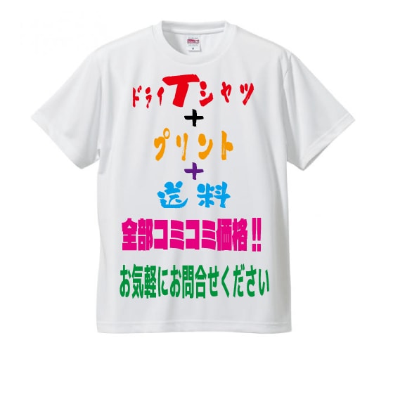 白いドライTシャツにフルカラープリントいたします 100cm〜7Lサイズまでご用意、送料込み、1点だけでもOK イメージ1