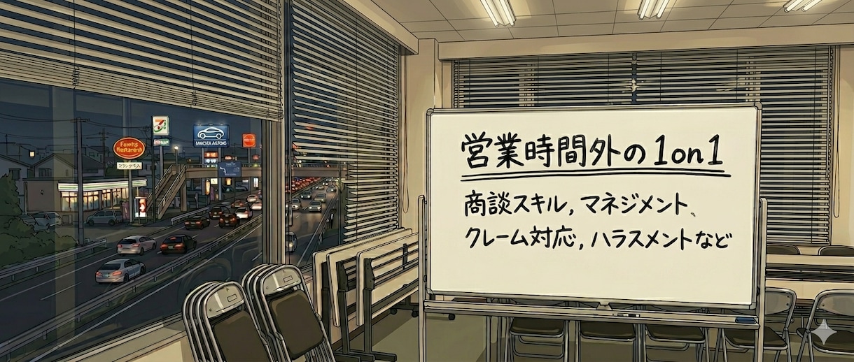 自動車販売会社の皆様と１on１ミーティングをします 商談スキル・クレーム対応・人間関係など、なんでもOKです！ イメージ2