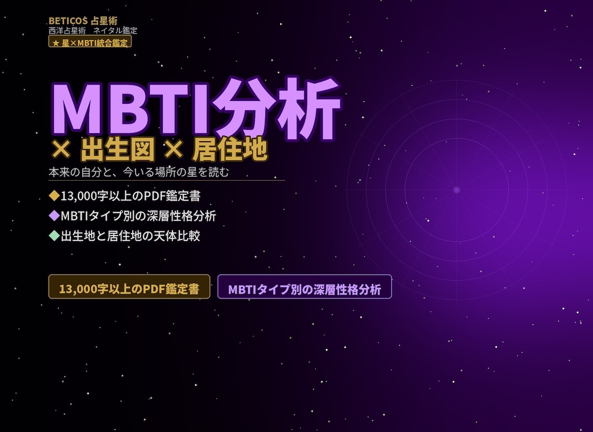 占星術×性格統合鑑定 ｜ 星と性格の二重分析します 「なぜ私はこう動いてしまうのか」が、スッキリ分かる鑑定 イメージ1