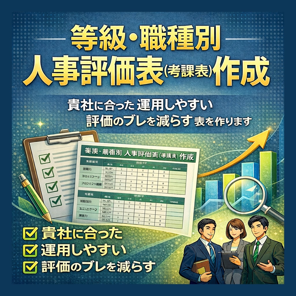 等級・職種別の基準付人事評価表（考課表）作成します 貴社に合った運用しやすく、不公平感を減らす等級別シート イメージ1