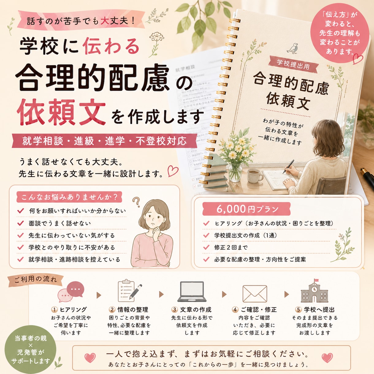 就学相談・学校面談をトータルサポートします 学校へ伝わる資料と面談準備を一緒に整えます イメージ1