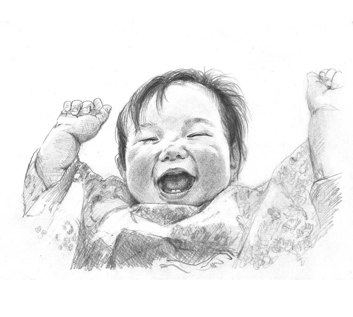 赤ちゃん記念日・成長記録にデッサン似顔絵を描きます 写真を元にデフォルメなしの鉛筆画！贈り物やインテリアにどうぞ イメージ1