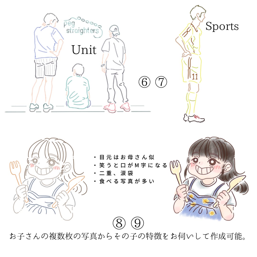 写真を元におしゃれ・シンプルなイラストを描きます 線だけのものからデフォルメ・等身大のきちんとしたものまで イメージ3
