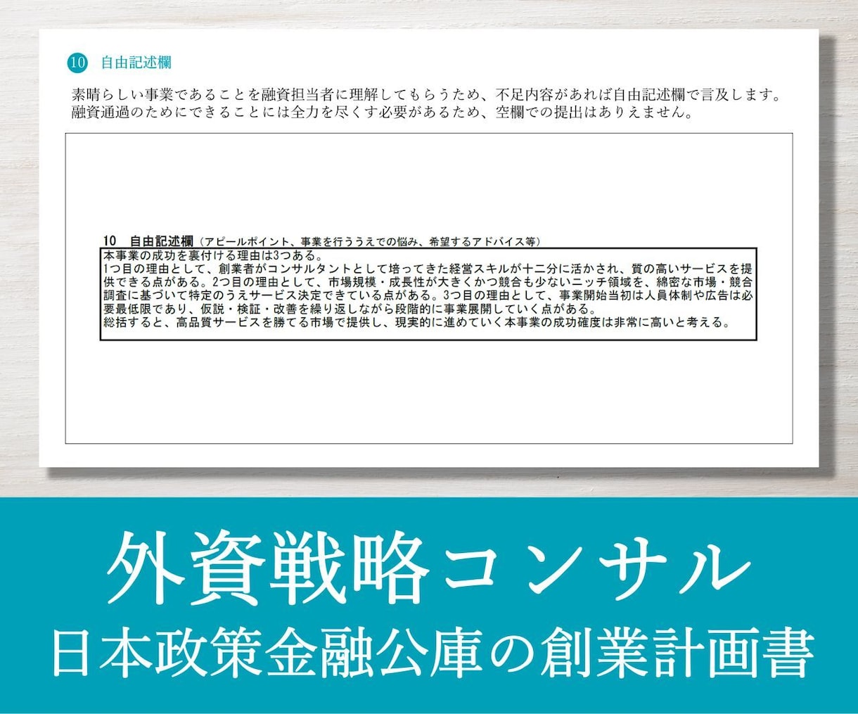 プロが日本政策金融公庫の創業計画書を作ります 戦略コンサルが作成／新規出品のため実績10件まで半額適用中！ イメージ10