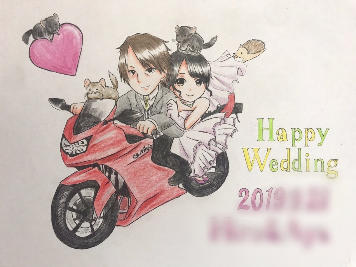 似顔絵＊ウエディング＊ペット等手書き郵送します 似顔絵、ウエルカムボード 、ペット等手書きで郵送いたします！ イメージ3