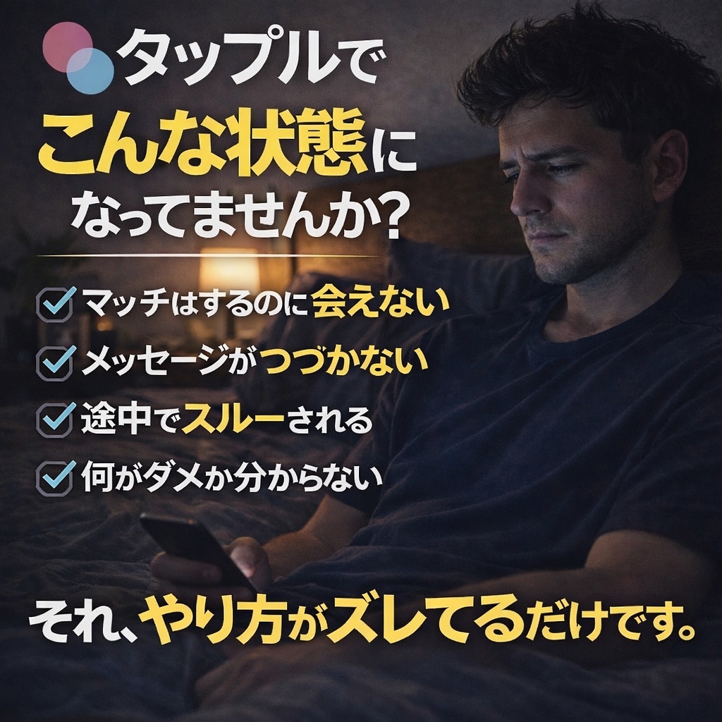 タップル男性専用｜会うまでの流れテンプレ教えます タップル男性専用｜会えない原因添削 イメージ2